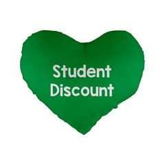 Student Discound Sale Green Standard 16  Premium Flano Heart Shape Cushions