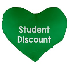 Student Discound Sale Green Large 19  Premium Flano Heart Shape Cushions