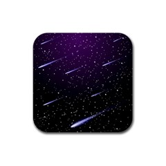 Starry Night Sky Meteor Stock Vectors Clipart Illustrations Rubber Square Coaster (4 Pack)  by Mariart
