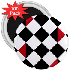 Survace Floor Plaid Bleck Red White 3  Magnets (100 Pack)