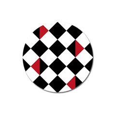 Survace Floor Plaid Bleck Red White Magnet 3  (round) by Mariart