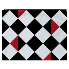 Survace Floor Plaid Bleck Red White Cosmetic Bag (xxxl) 