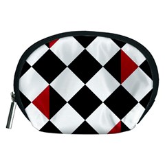 Survace Floor Plaid Bleck Red White Accessory Pouches (medium)  by Mariart