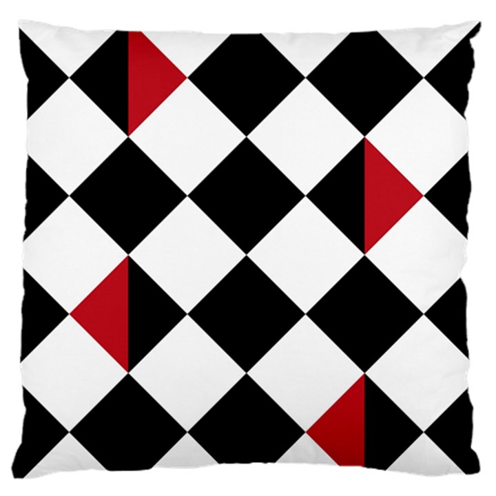 Survace Floor Plaid Bleck Red White Large Flano Cushion Case (One Side)