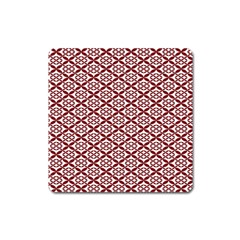 Pattern Kawung Star Line Plaid Flower Floral Red Square Magnet