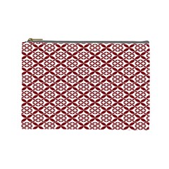 Pattern Kawung Star Line Plaid Flower Floral Red Cosmetic Bag (Large) 