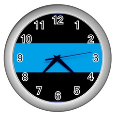 Tomboy Playboy Flag Blue Black Mline Wall Clocks (silver)  by Mariart