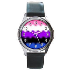 Sychnogender Techno Genderfluid Flags Wave Waves Chevron Round Metal Watch by Mariart