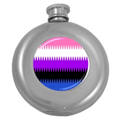 Sychnogender Techno Genderfluid Flags Wave Waves Chevron Round Hip Flask (5 Oz)
