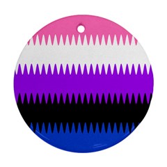 Sychnogender Techno Genderfluid Flags Wave Waves Chevron Round Ornament (two Sides)