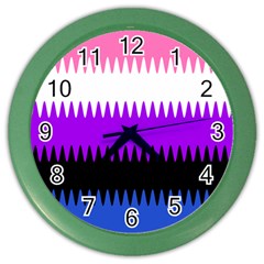 Sychnogender Techno Genderfluid Flags Wave Waves Chevron Color Wall Clocks