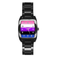 Sychnogender Techno Genderfluid Flags Wave Waves Chevron Stainless Steel Barrel Watch