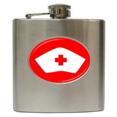 Tabla Laboral Sign Red White Hip Flask (6 Oz) by Mariart