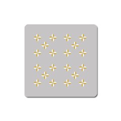 Syrface Flower Floral Gold White Space Star Square Magnet by Mariart