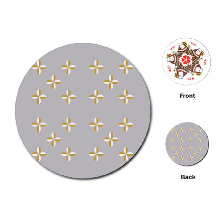 Syrface Flower Floral Gold White Space Star Playing Cards (Round) 