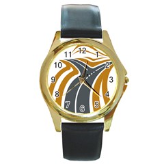 Transparent All Road Tours Bus Charter Street Round Gold Metal Watch