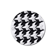 Swan Black Animals Fly Rubber Coaster (round)  by Mariart