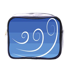 Ventigender Flags Wave Waves Chevron Leaf Blue White Mini Toiletries Bags by Mariart