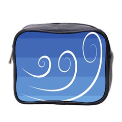 Ventigender Flags Wave Waves Chevron Leaf Blue White Mini Toiletries Bag 2-side by Mariart
