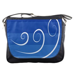 Ventigender Flags Wave Waves Chevron Leaf Blue White Messenger Bags