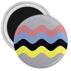 Wave Waves Chevron Sea Beach Rainbow 3  Magnets by Mariart