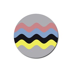 Wave Waves Chevron Sea Beach Rainbow Rubber Coaster (round) 