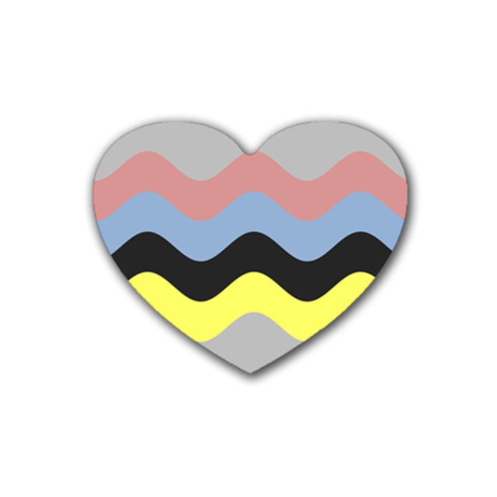 Wave Waves Chevron Sea Beach Rainbow Rubber Coaster (Heart) 