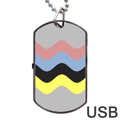 Wave Waves Chevron Sea Beach Rainbow Dog Tag Usb Flash (one Side) by Mariart