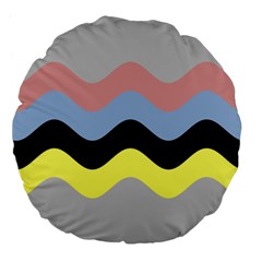 Wave Waves Chevron Sea Beach Rainbow Large 18  Premium Flano Round Cushions by Mariart