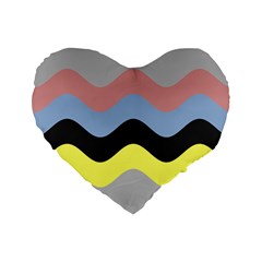 Wave Waves Chevron Sea Beach Rainbow Standard 16  Premium Flano Heart Shape Cushions