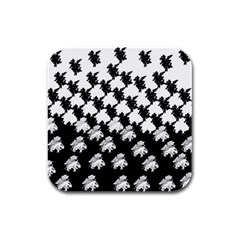 Transforming Escher Tessellations Full Page Dragon Black Animals Rubber Square Coaster (4 Pack)  by Mariart