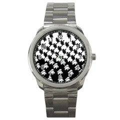 Transforming Escher Tessellations Full Page Dragon Black Animals Sport Metal Watch by Mariart