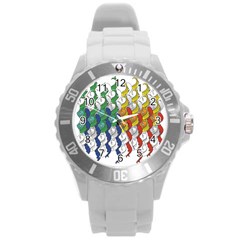 Rainbow Fish Round Plastic Sport Watch (l)