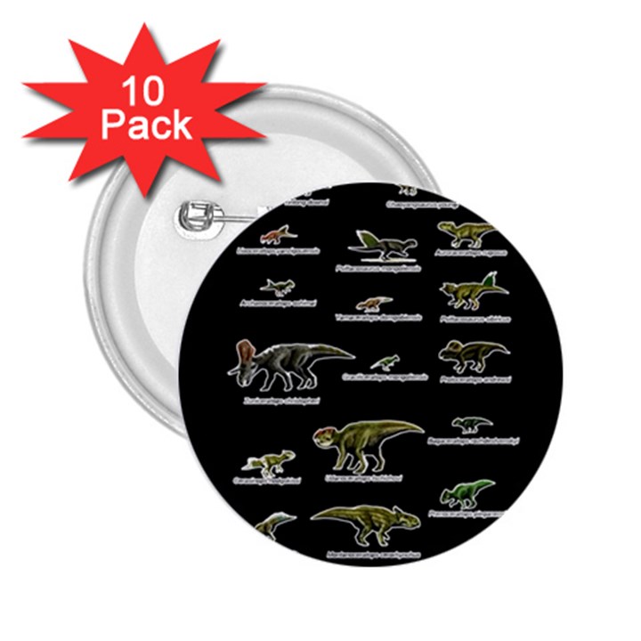 Dinosaurs names 2.25  Buttons (10 pack) 