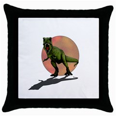 Dinosaurs T-rex Throw Pillow Case (black) by Valentinaart