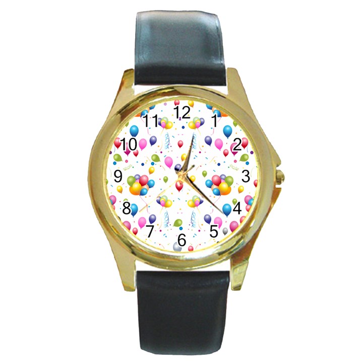 Balloons   Round Gold Metal Watch