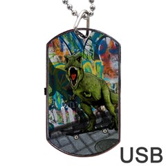 Urban T-rex Dog Tag Usb Flash (one Side) by Valentinaart