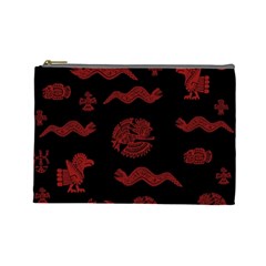 Aztecs Pattern Cosmetic Bag (large)  by Valentinaart