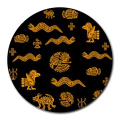 Aztecs Pattern Round Mousepads by Valentinaart