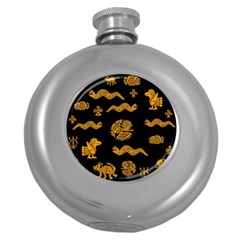 Aztecs Pattern Round Hip Flask (5 Oz) by Valentinaart