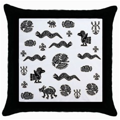 Aztecs Pattern Throw Pillow Case (black) by Valentinaart