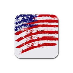 American Flag Rubber Square Coaster (4 Pack)  by Valentinaart