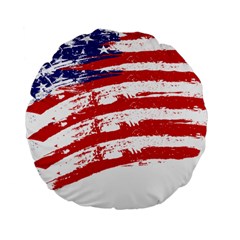 American Flag Standard 15  Premium Flano Round Cushions by Valentinaart