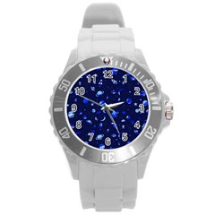 Space Pattern Round Plastic Sport Watch (l) by ValentinaDesign