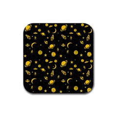 Space Pattern Rubber Square Coaster (4 Pack)  by ValentinaDesign