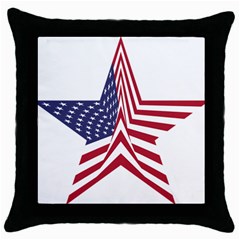 A Star With An American Flag Pattern Throw Pillow Case (black) by Nexatart