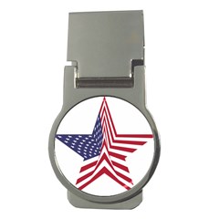 A Star With An American Flag Pattern Money Clips (round) 