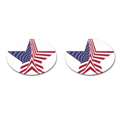 A Star With An American Flag Pattern Cufflinks (oval) by Nexatart