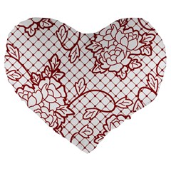 Transparent Decorative Lace With Roses Large 19  Premium Flano Heart Shape Cushions by Nexatart