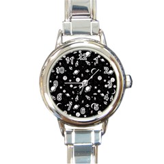 Space Pattern Round Italian Charm Watch by ValentinaDesign